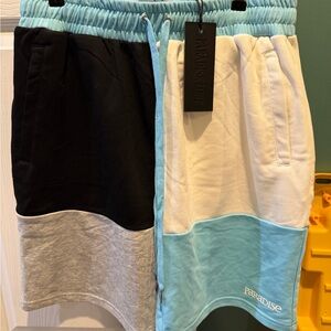 Paradise Colorblock Men's Shorts - Black, White, Gray, Blue